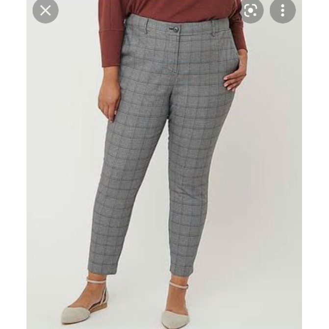 Loft Plus Size Plaid High Skinny Ankle Pants