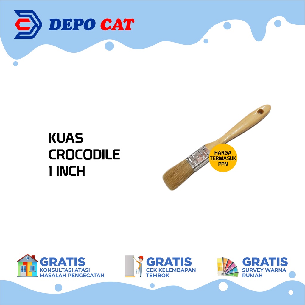 

KUAS CROCODILE UKURAN 1" | KUAS CAT AIR & MINYAK