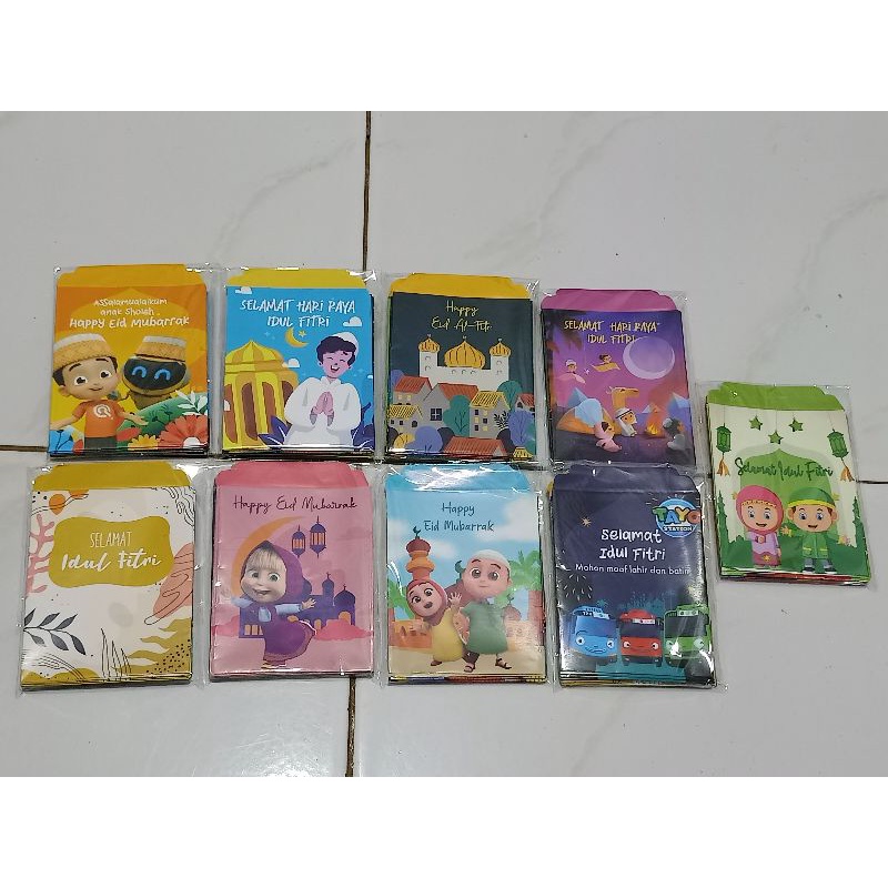 

Amplop Lebaran karakter bahan glossy tebal ukuran medium