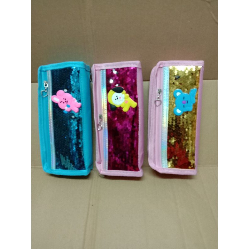 

TEMPAT PENSIL CASE / TEMPAT PENSIL USAP MOTIF BTS BT21 SLETING 2 SEQUIN