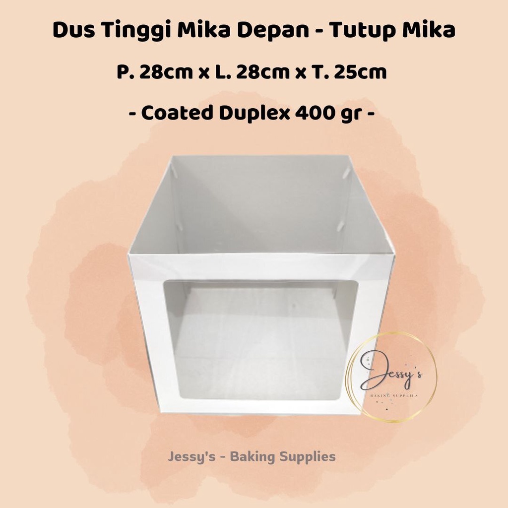 

Dus Box Kotak Kue Cake Tinggi Mika 28 x 28 x 25 Putih Polos
