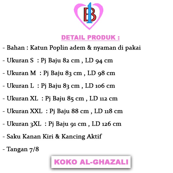 KOKO AL-GHAZALI Koko Muslim Pria B1-Love 57340-59294-62308-65255-68158-7160 (S,M,L,XL,XXL,XXXL)