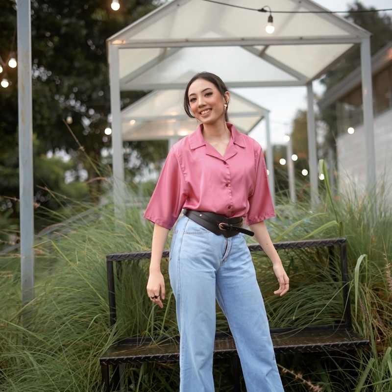 AKUNI | kemeja silk wanita | Oversize | Satin/Silk Premium