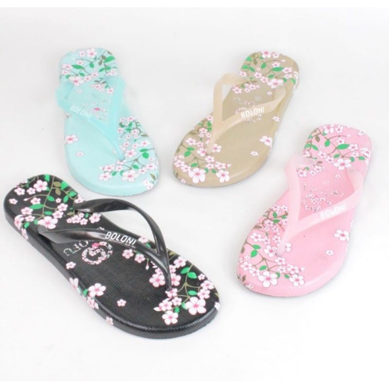 ( GOFU ) Sandal Jepit BOLONI dengan motif bunga sakura