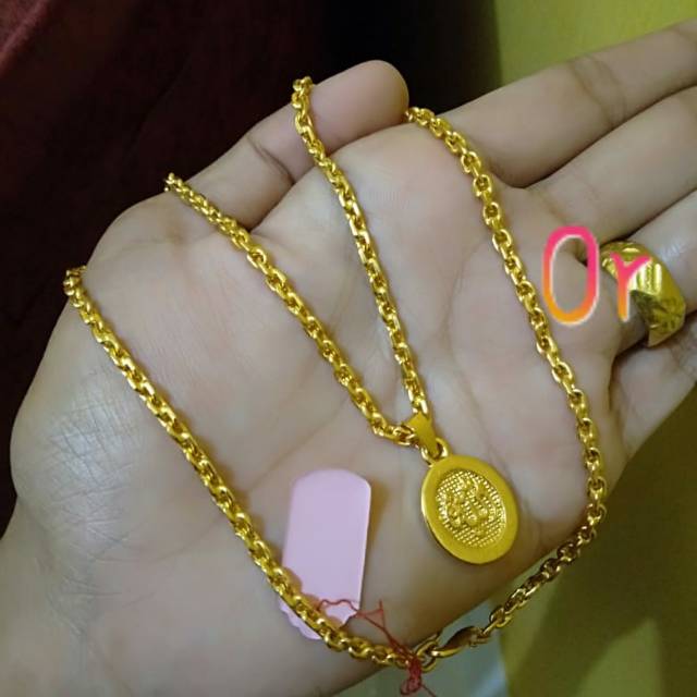Kalung nori 10 gram dinar kecil lapis emas 24 k (hanya kalung dan liontin)