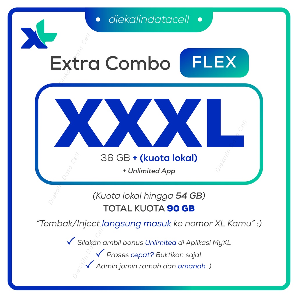 Paket Data Xtra Combo Flex XXXL Tembak/Inject XL Axiata Extra Combo Murah Ramah Amanah
