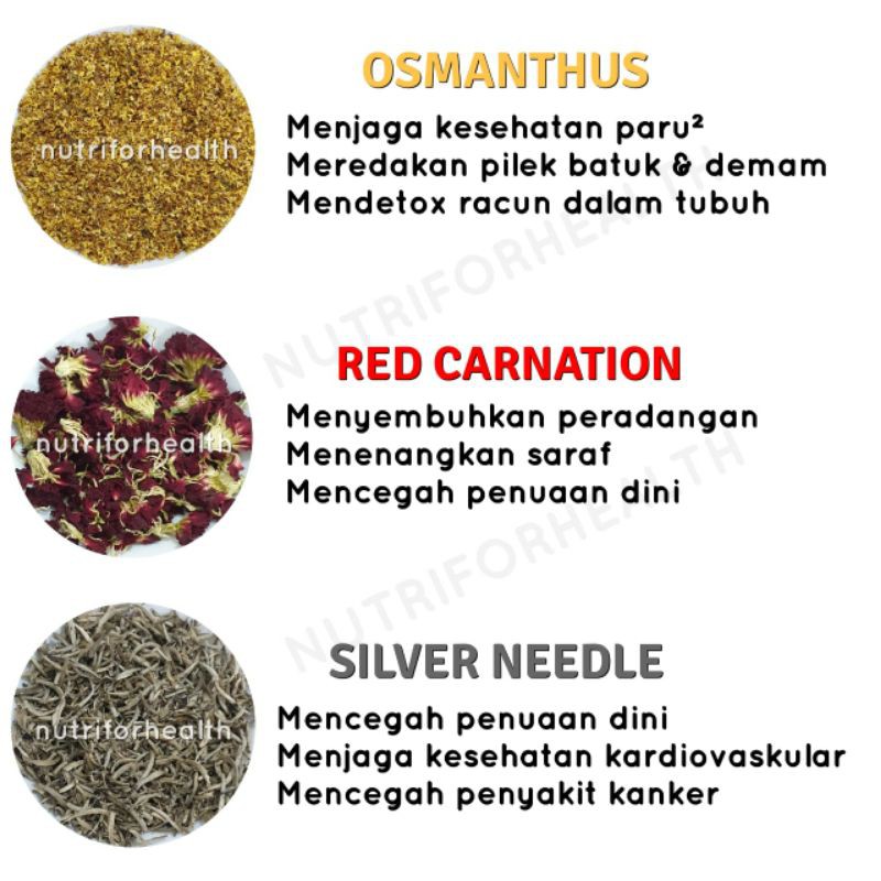 (50gr) Flower Tea Teh Bunga Osmanthus Silver Needle Golden Edge White Chrysanthemum Mix Floral
