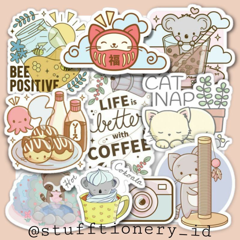 

[15Pcs Cute Cat Stickers Journal] Glossy Scrapbook [8Pcs Glossy Cat Stickers] Journal stickers / Planner stickers / doff cute stickers / Kawaii cat stickers / accessories stickers / stiker laptop hiasan