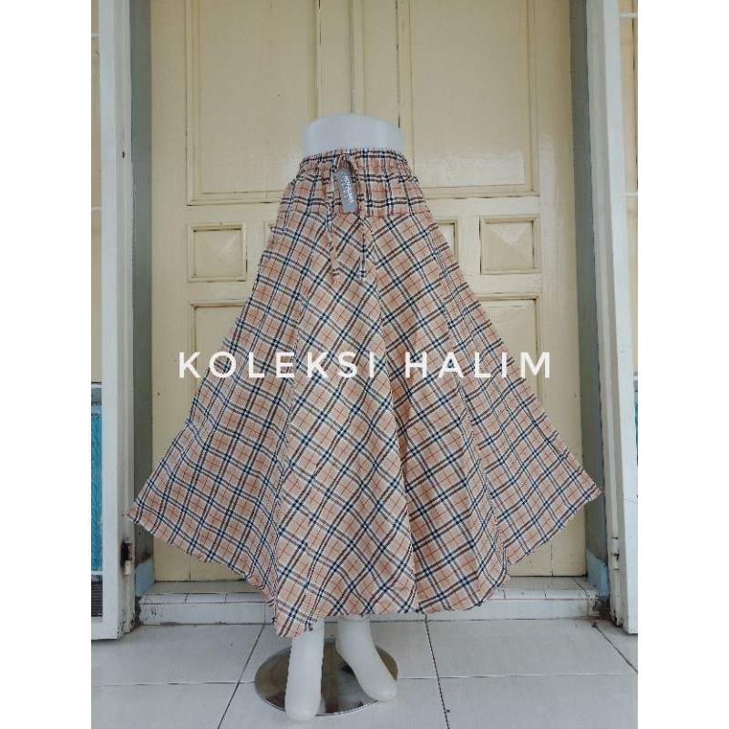 (BISA COD)ROK PAYUNG/ROK KATUN LEBAR/MOTIF BURBERRY-2