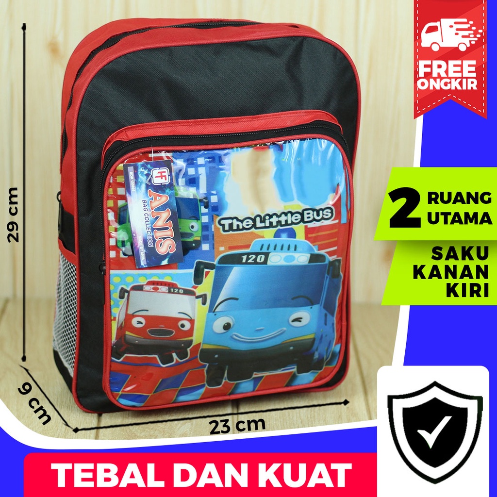 Tas Gendong Anak Laki Laki Motif Little Bus Mini Ransel Karakter Keren Tas Sekolah TK SD PAUD