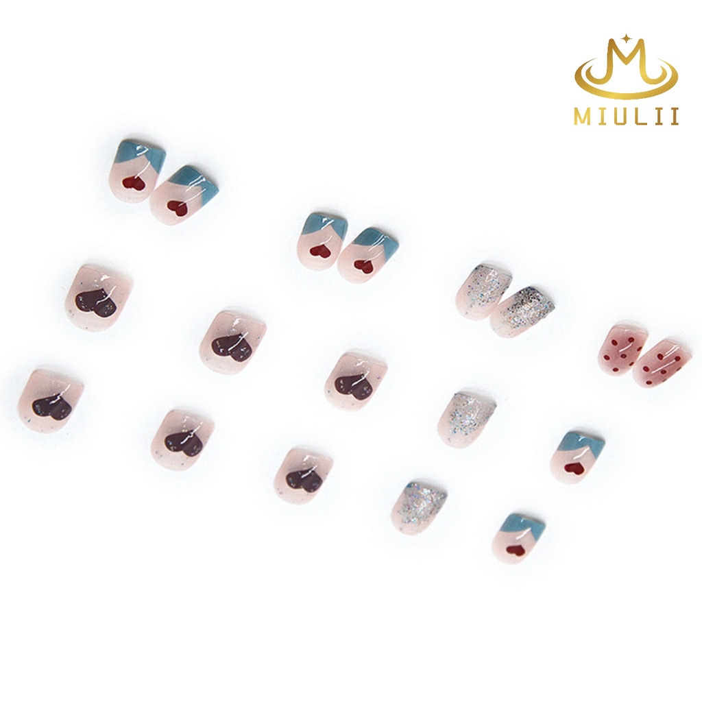 MIULII / KUKU PALSU  A0460  / 24PCS / 3D / NAIL ART / PREMIUM / CUTE / BIRU / FREE LEM JELLY / KUTEK