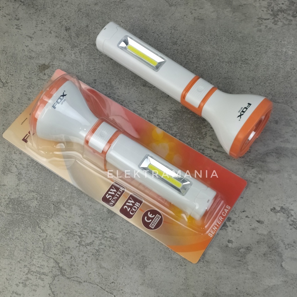 Lampu Senter Tangan Cas FOX 5 Watt + 2 COB GF145