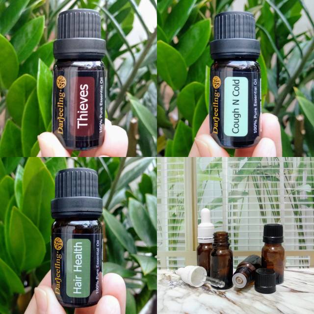 10ml Dilute 15% Darjeeling Hair Health , Thieves dan Cough & Cold Blend Diluted Essential Oil Atsiri