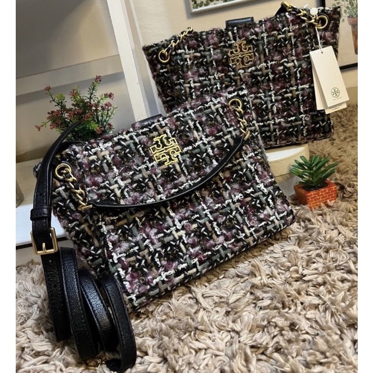 tas TB britten tweed mini tote multi black NWT orii