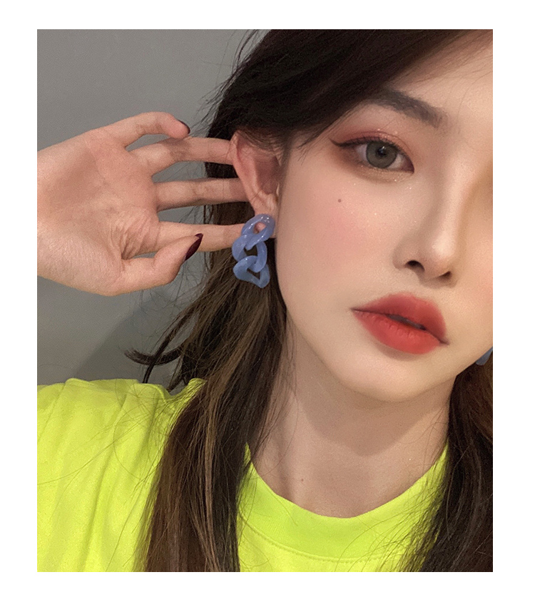 Anting Rantai Bahan Akrilik Resin Warna Biru Gaya Korea S925 Silver Untuk Wanita