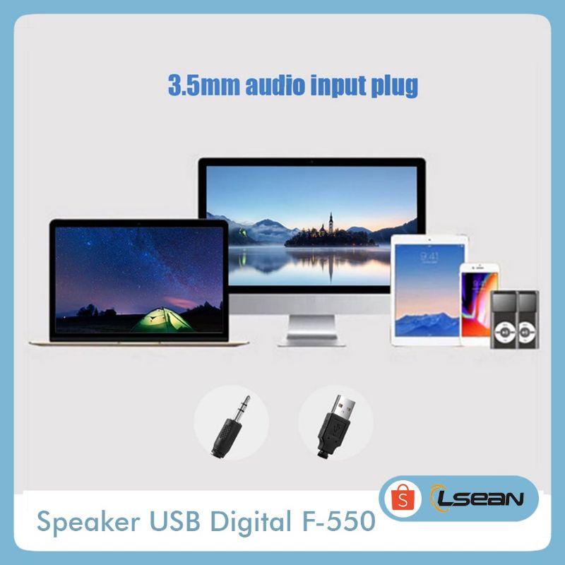 PENGERAS SUARA LAPTOP PC GAMING SUPER BASS SOUNDBAR SPEAKER PORTABLE F-550