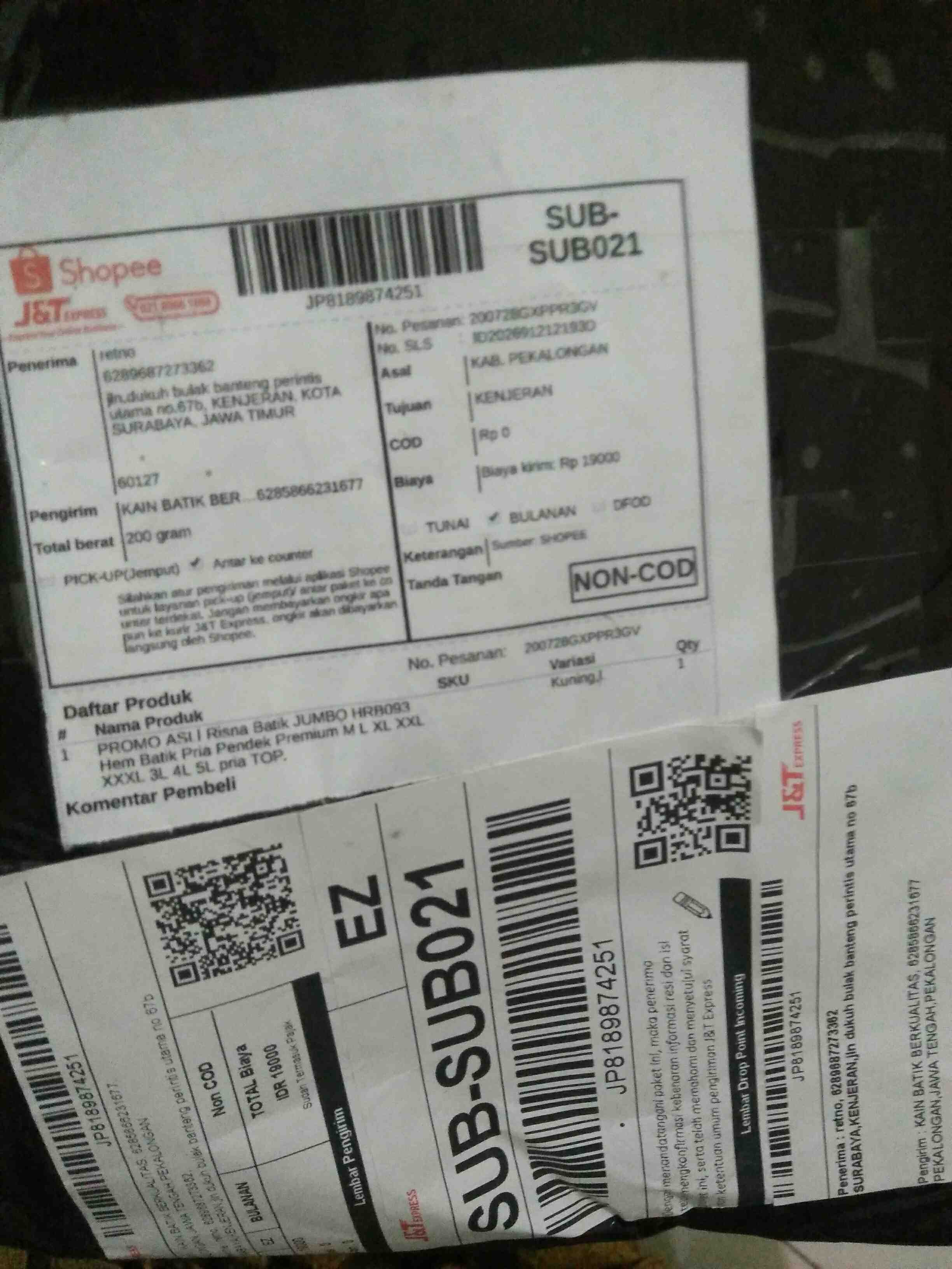 Atasan Batik Jumbo - Batik Couple - Batik Seragam Kerja - Batik Jumbo Wanita - Batik Jumbo Pria -set