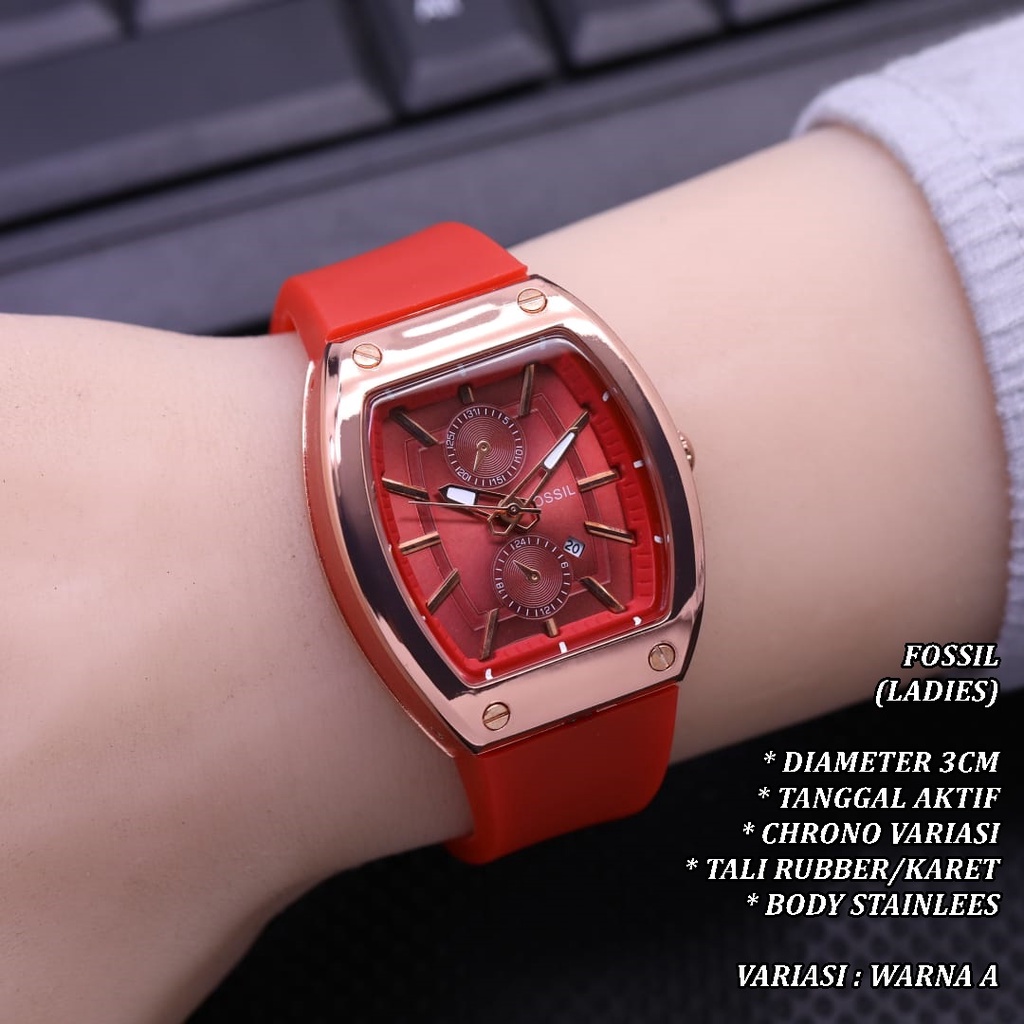 (BISA COD) JAM TANGAN WANTIA FASHION TALI RUBBER BODY OVAL ROSE GOLD TANGGAL AKTIF CHRONO VARIASI