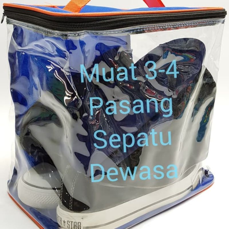 Pouch Sepatu / Tas Sepatu Mika Transparan Resleting / Pouch Baju / Kosmetik