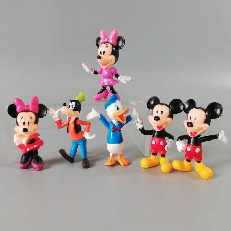 Boneka Rumah Disney Figure 6pcs Minnie Mickey Mainan Hadiah Kartun Kue Decor Anak