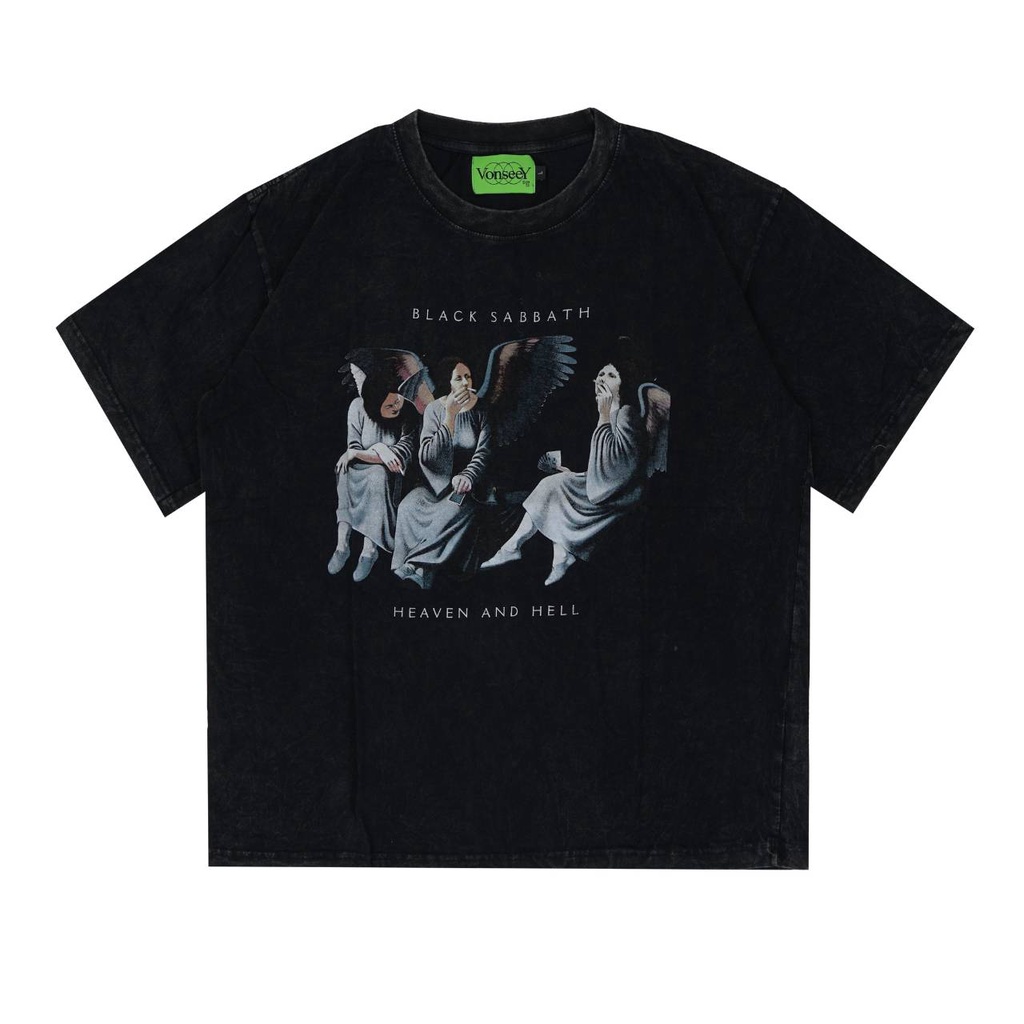 KAOS OVERSIZE WASHED BLACK SABBATH ANGELS TEES SHIRT