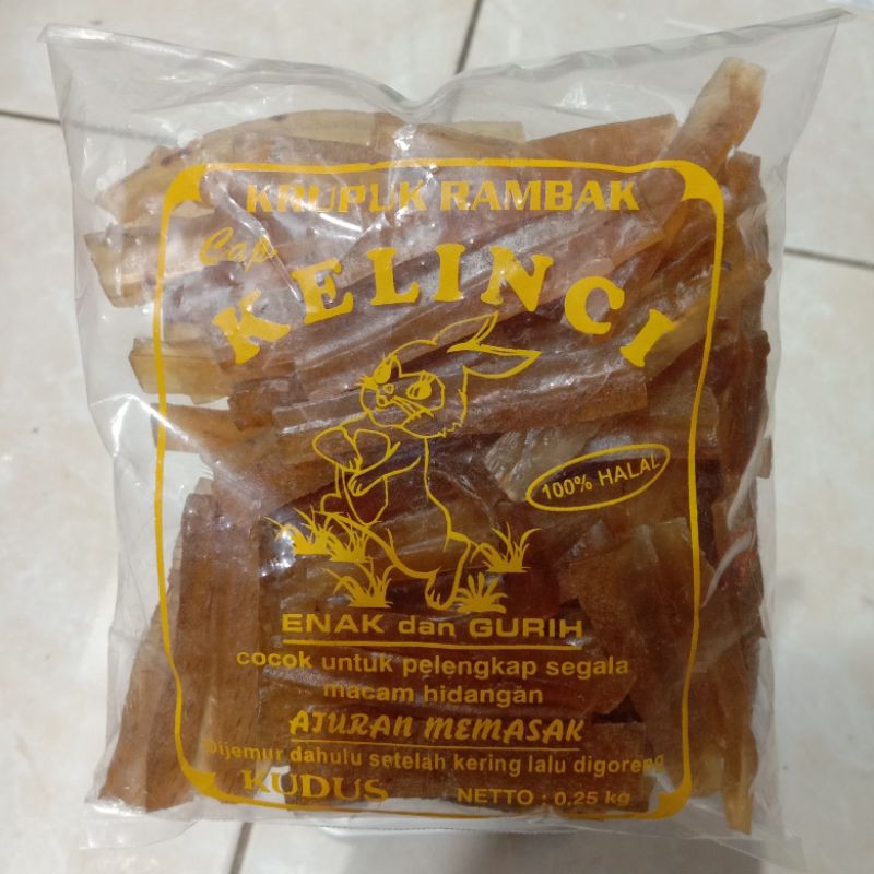 

KERUPUK RAMBAK Cap KELINCI 250gr asli KUDUS kerupuk kulit sapi asli