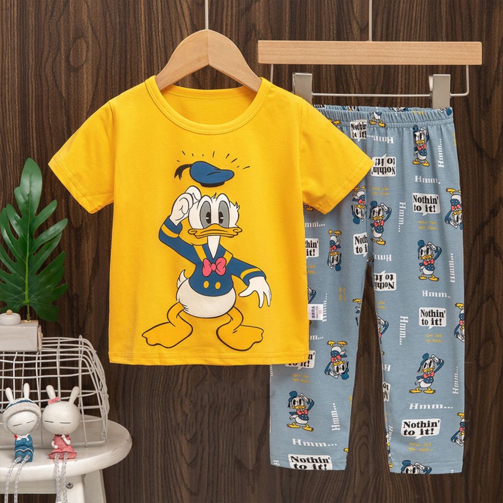 piyama anak baju tidur lengan pendek 1 2 3 4 5 6 tahun laki laki import kubao celana panjang kaos adem