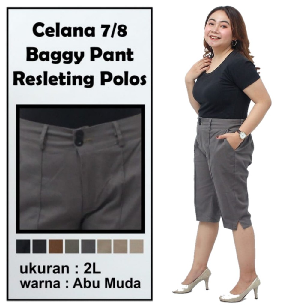 Celana Pendek  7/8 Wanita Katun Stretch S-L-XL-XXL-4L-5L-6L-8L