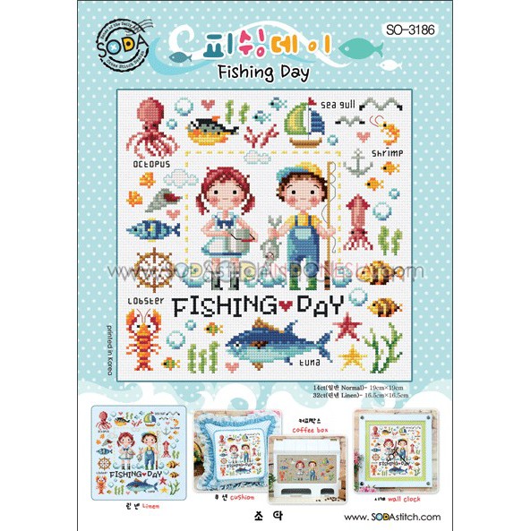 Paket DIY Craft Sulam Kristik / Cross Stitch Sodastitch SO-3186 - Fishing Day Laut