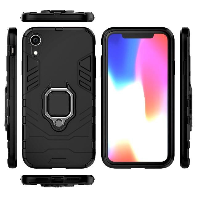 IPHONE X IPHONE XR CASE RING PHANTER HARDCASE BUMPER TRANSFORMER SHOCKPROOF RING 360 STANDING CASING