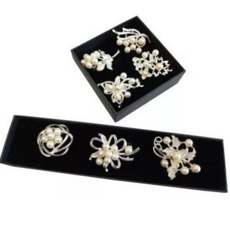 Bros Brooch Pin Dada seri Mutiara Silver Putih Random