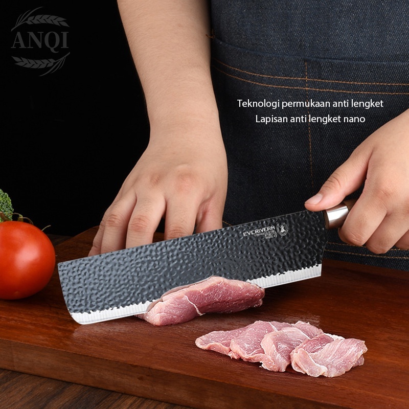 ANQI 1888 Black Marble Knife Set 6pcs / Tajam Pisau Set Pegangan Serat Kayu VS-1848