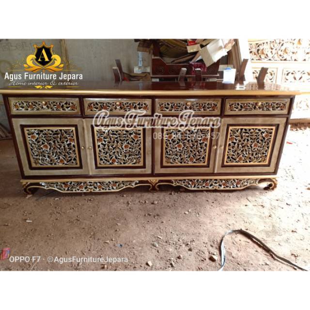BUFET MEJA TV PALEMBANG JATI PANJANG (meja tv jati murah asli jepara)