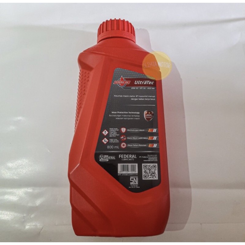 OLI MESIN MOTOR BEBEK 4T FEDERAL - ULTRATEC MERAH 800 ML ORIGINAL