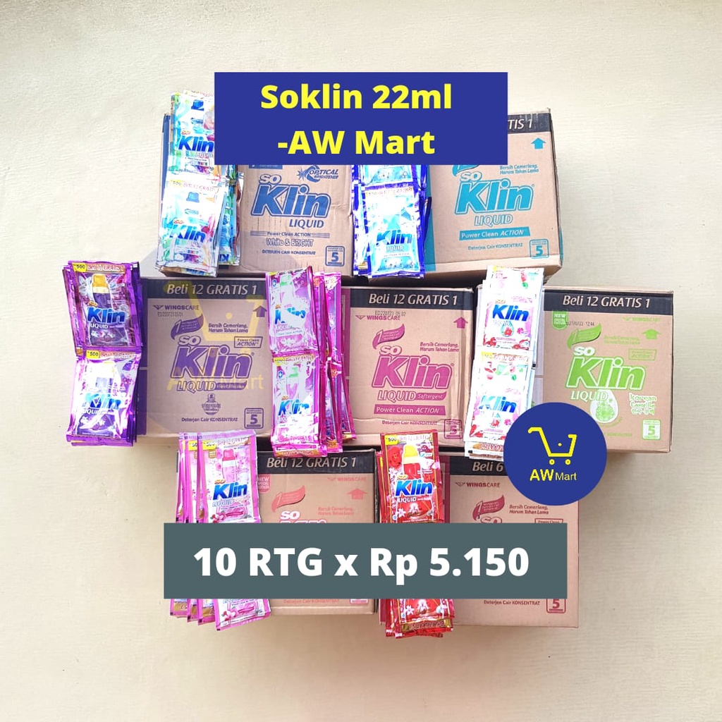 [PER DUS/10 RTG] 22ml Deterjen Cair Soklin Liquid RENCENG KARTON SACHET RENTENGAN 22ml  PER KARTON (DARI PABRIK LANGSUNG) - 12 pcs - Rp 500