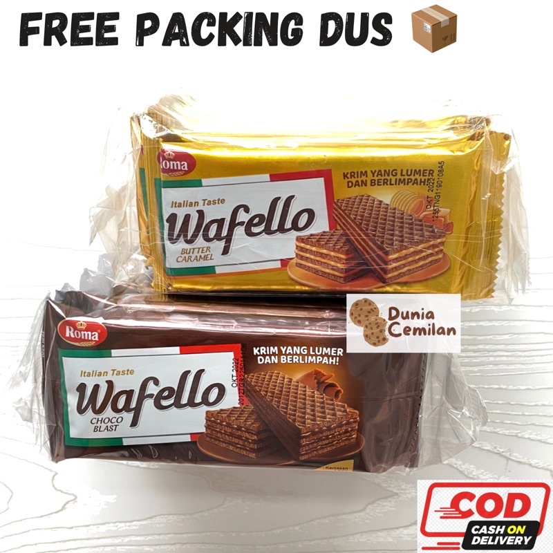 

[TERMURAH!!] Wafello Wafer Italian Taste 1PAK (10x21gram) - Wafer Krim Roma Butter Caramel / Choco Blast