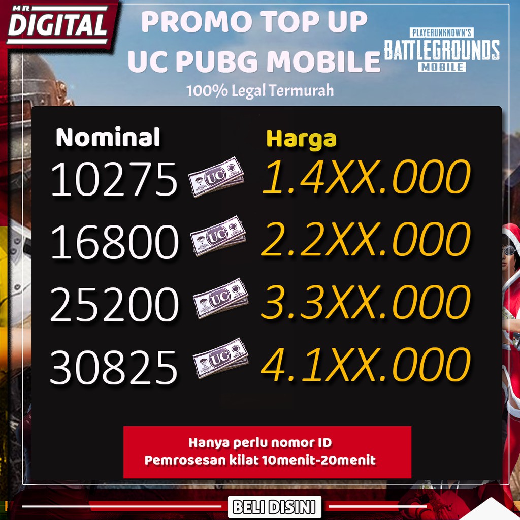 Promo Top Up Uc Pubg Mobile Nominal Besar 100 Legal Dan Termurah Shopee Indonesia