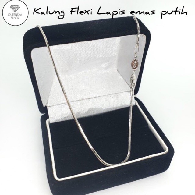 Kalung Silver 925 Asli / kalung perak asli 925 lapis Mas Putih / Kalung Perak Flexy