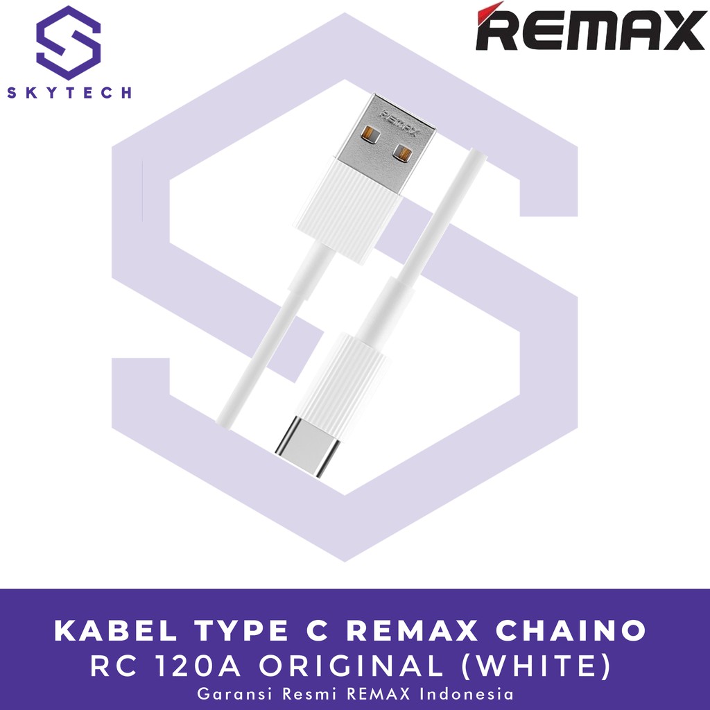 KABEL TYPE C REMAX CHAINO WHITE RC 120A ORIGINAL GARANSI RESMI