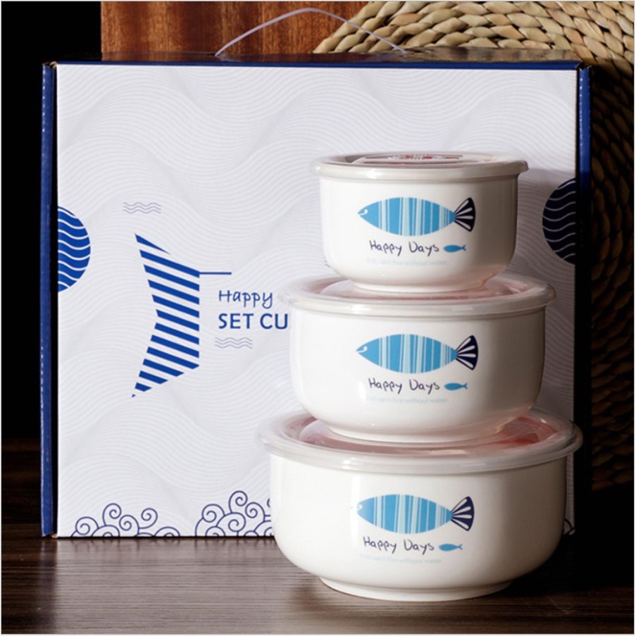 Ceramic Bowl Set / Mangkok Keramik Porcelain Hampers Kado Soup Snack