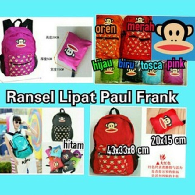 Tas ransel lipat paul frank