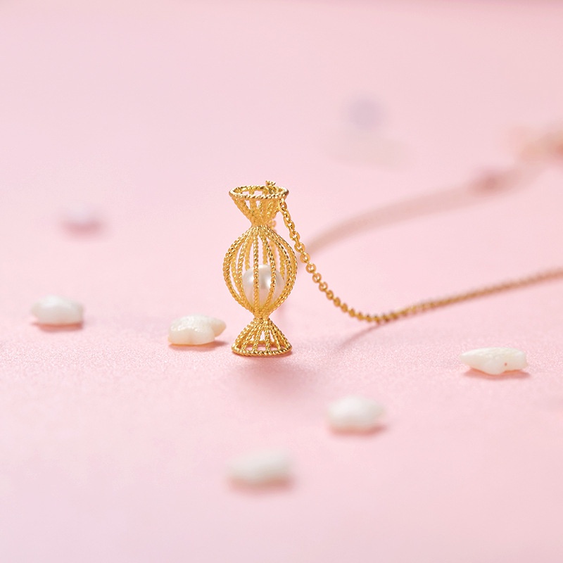 [Ready Stock]Fashion Gold-Plated Cute Candy Pearl Pendant Necklace