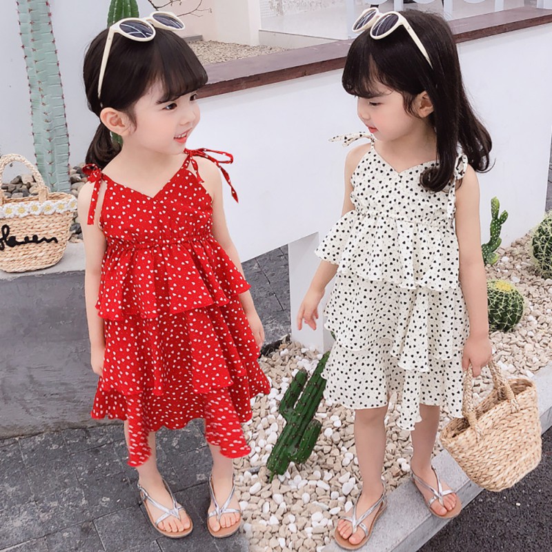  Dress  Bayi Anak  Perempuan  O Neck Tanpa Lengan Motif 