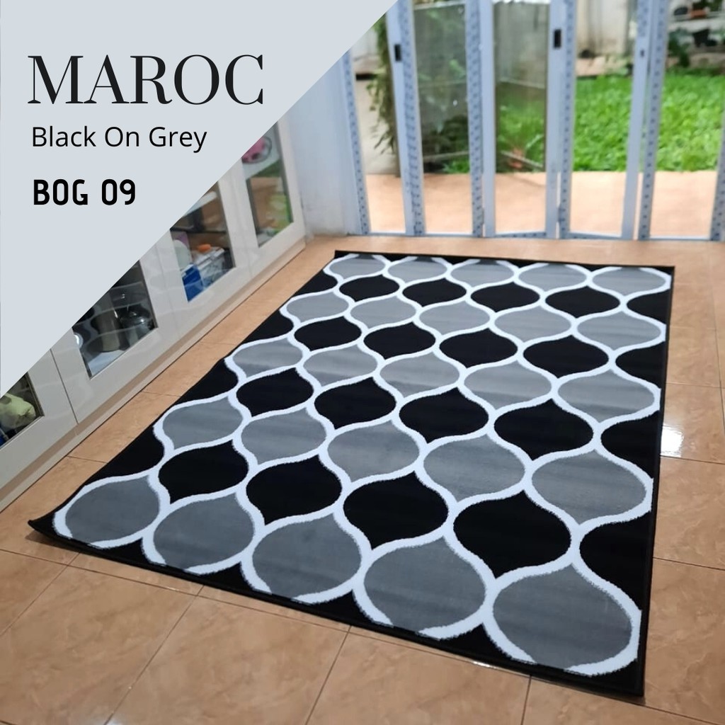 MAROC Karpet Lantai 160 x 210 BOG09 Black On Grey