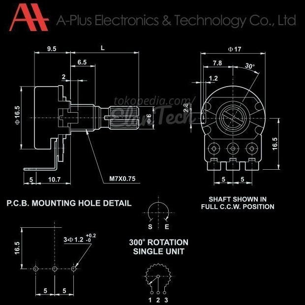 C50k Potensio A-Plus Vertikal Mono Pendek Potensiometer 50kC elant33 Berkualitas
