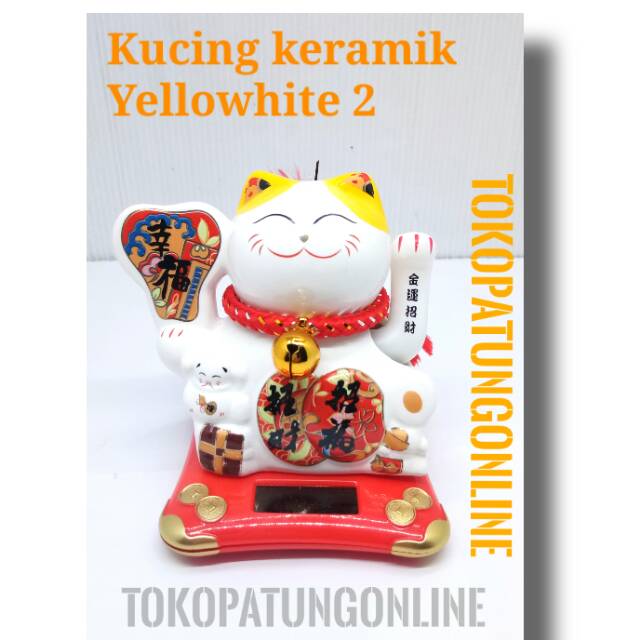 Kucing maneko Keramik Yellowhite 2