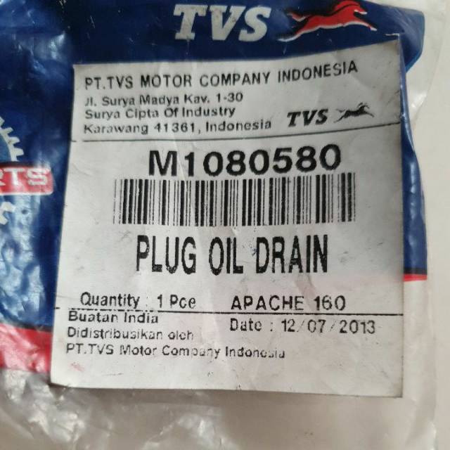 Baut Tap Oli Apache TVS ( plug oil drain )