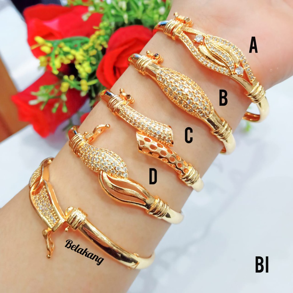 Gelang TITANIUM Bangkok Dewasa Permata Zircon Gold perhiasan wanita Korea gaya modern