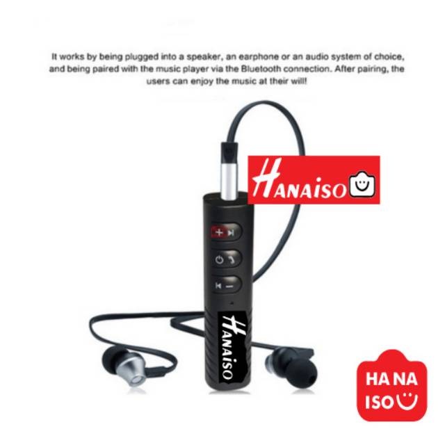 Termurah Medan Hanaiso Bluetooth Receiver V4.2  Wireless Earphone Car Audio Dongle Music Charge Rechargeable