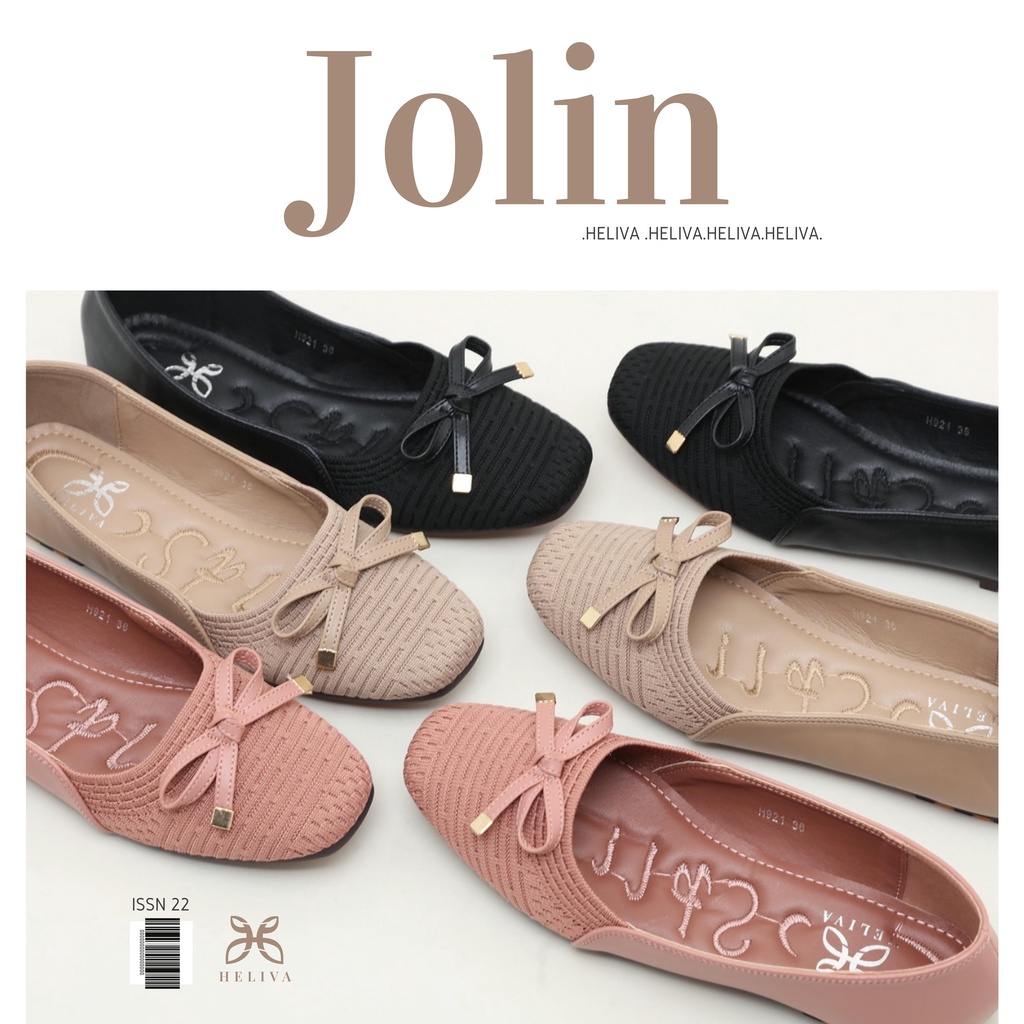 HELIVA JOLIN Sepatu Flat Ballerina Flyknit Foldable Shoes Bahan Rajut Knitted H921 Original Brand